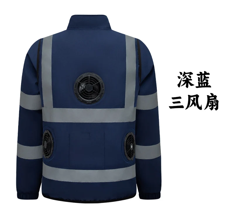 New Cooling Air-Conditioning Clothing, Reflective Long-Sleeved Work Clothes with Three Fans, Labor Protection Clothing, Outdoor Sun Protection Duty Clothing