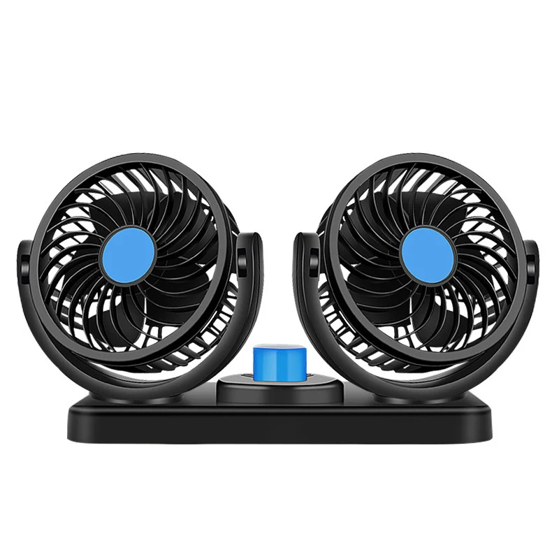 Car USB Electric Fan, Dual-Head 12V/24V Fan for Trucks and Vans, High Wind Power, Single/Dual Control Electric Fan