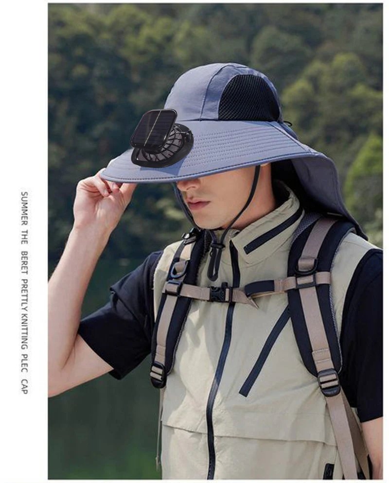 Solar Fan Hat, Summer Shawl, Neck Protection, Sun Protection Hat, Men's Outdoor Fishing and Hiking Hat, New Style Hat