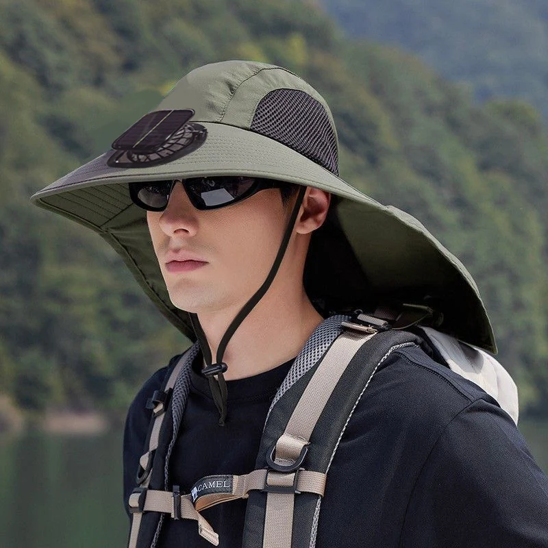 Solar Fan Hat, Summer Shawl, Neck Protection, Sun Protection Hat, Men's Outdoor Fishing and Hiking Hat, New Style Hat