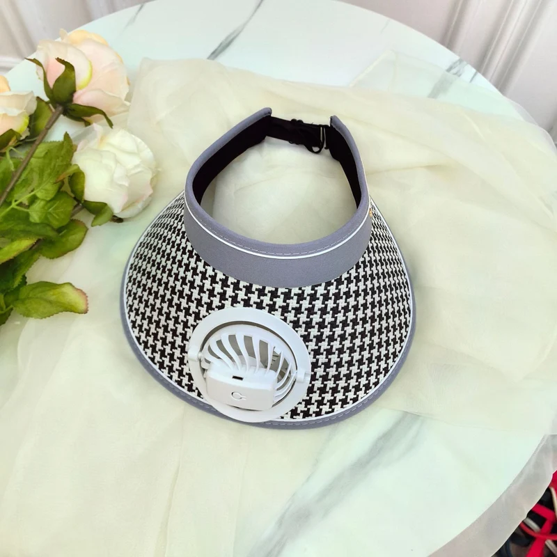 Summer Rechargeable Fan Adult Hat with Strong Wind, Empty Top and Large Brim, Outdoor Leisure, a Must-Have for Men and Women When Traveling