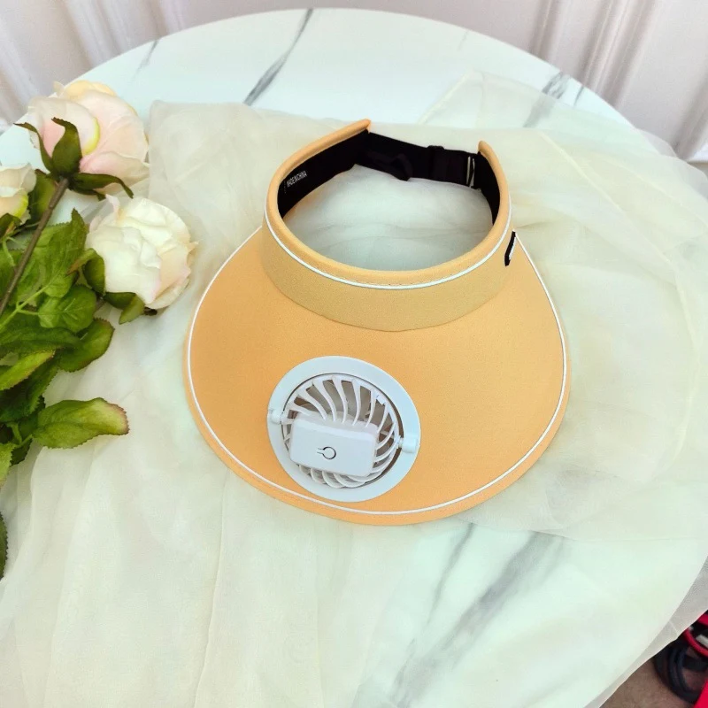 Summer Rechargeable Fan Adult Hat with Strong Wind, Empty Top and Large Brim, Outdoor Leisure, a Must-Have for Men and Women When Traveling