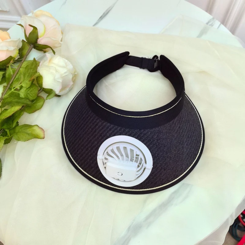Summer Rechargeable Fan Adult Hat with Strong Wind, Empty Top and Large Brim, Outdoor Leisure, a Must-Have for Men and Women When Traveling