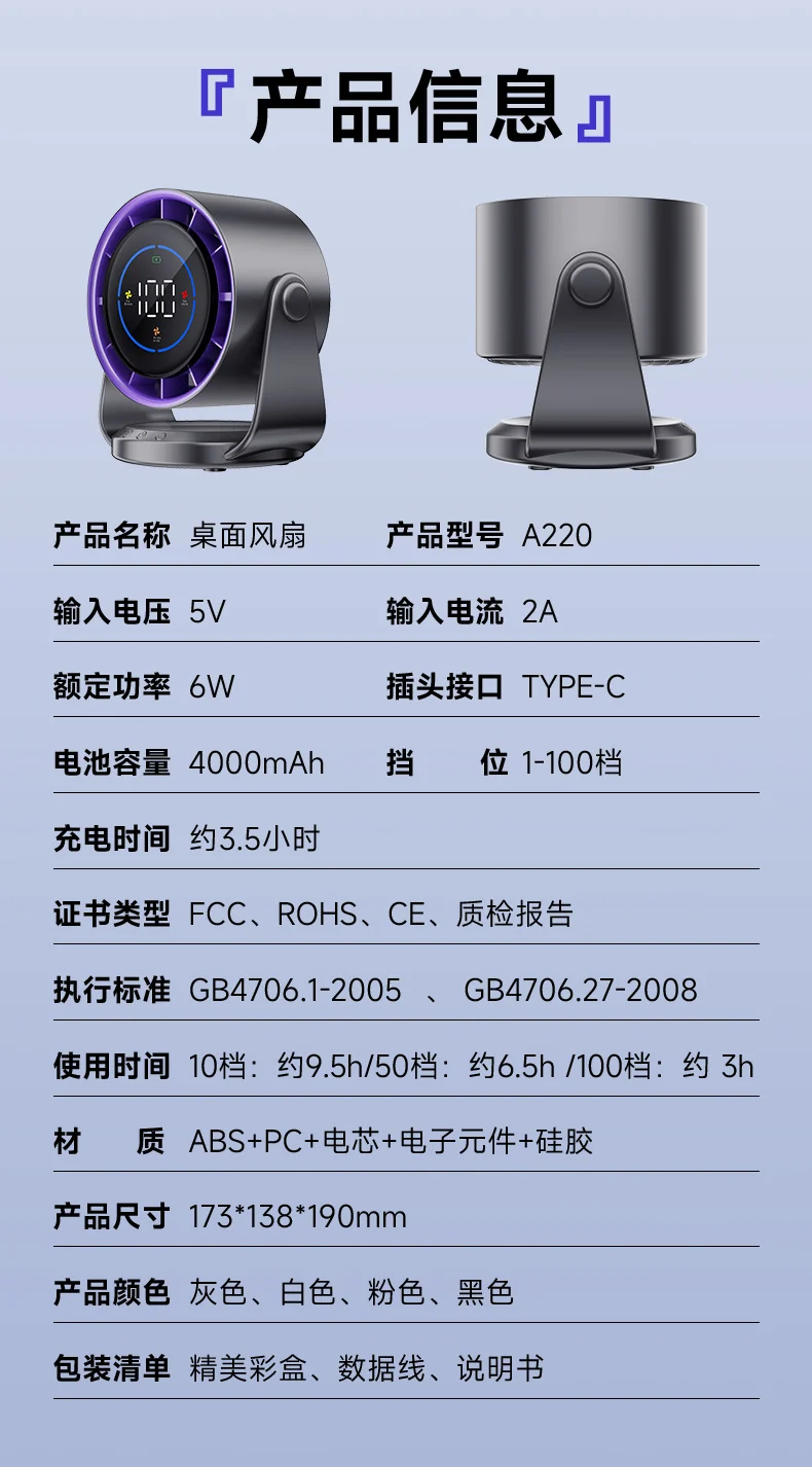 New air circulation fan large wind mute fan non-perforated wall hanging kitchen dormitory desk face exposure fan
