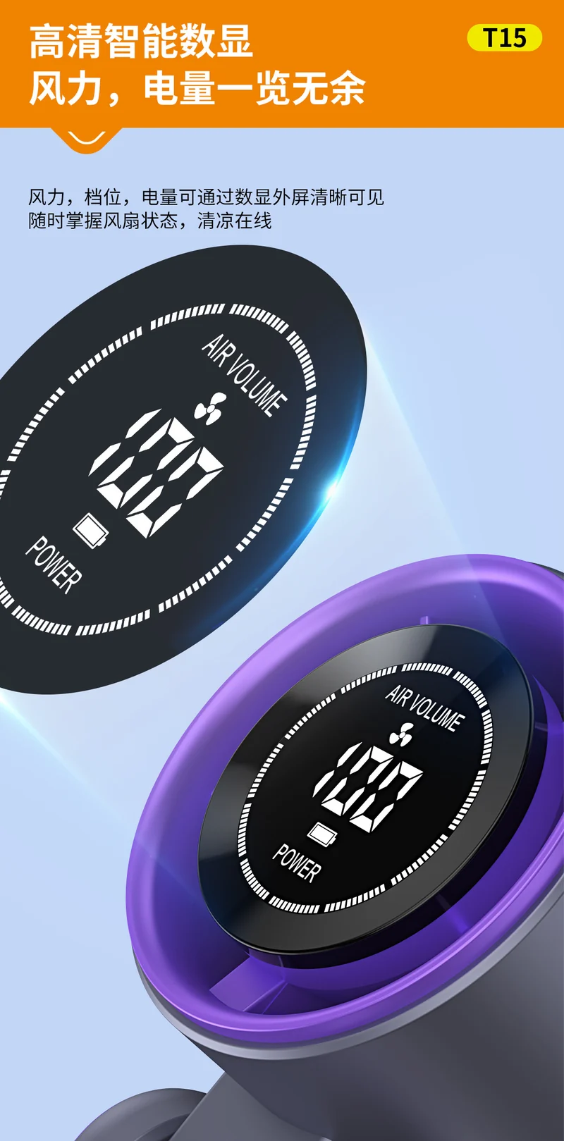 Cross-Border New T15 High-Speed 100-Speed Foldableing Handheld Fan USB Charging Hanging Neck Portable Violent Turbine Fan