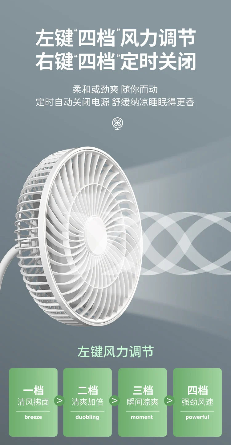 Factory wholesale New USB small fan adjustable speed timing office desktop fan dormitory clip fan one-piece delivery