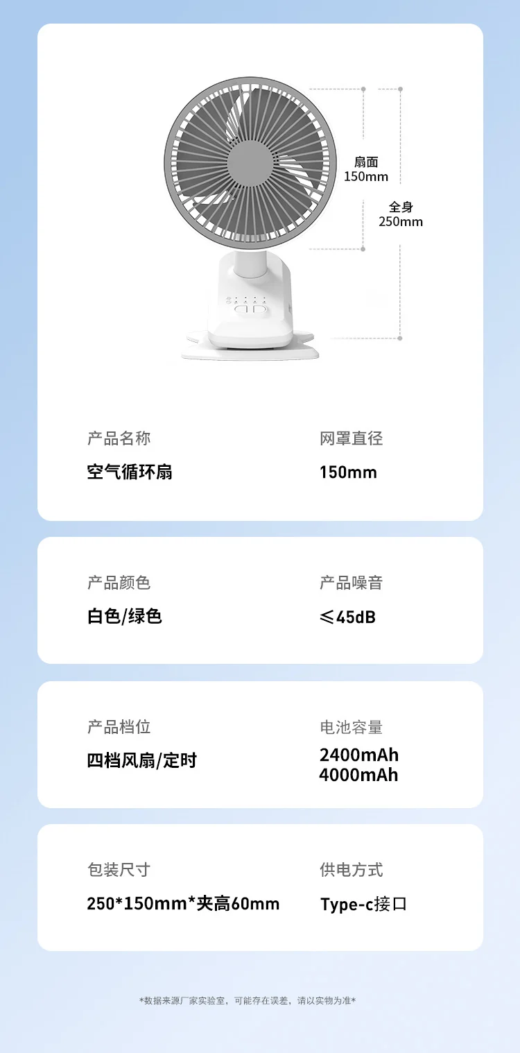 Factory wholesale New USB small fan adjustable speed timing office desktop fan dormitory clip fan one-piece delivery