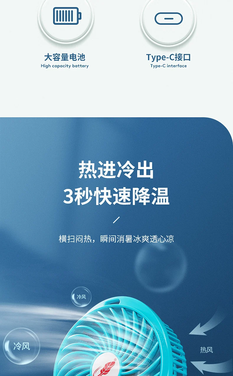 Gongtian Fan F95B Mini Portable Handheld Fan USB Charging High Wind Student Dormitory Dropshipping