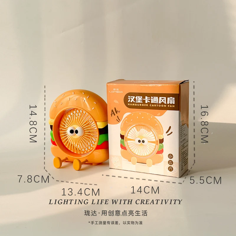 Food Toy Series Cartoon Electric Fan Summer Small Dormitory Fan USB Mini Fan Portable Handheld Fan