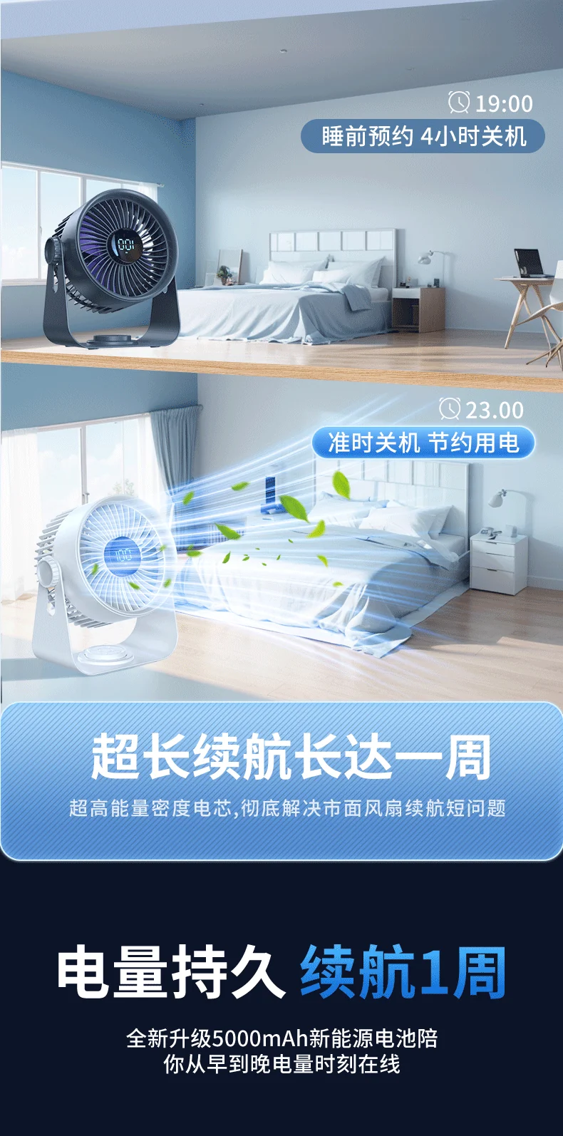 New desktop fan circulation outdoor fan large wind timing remote desktop office desktop fan charging portable