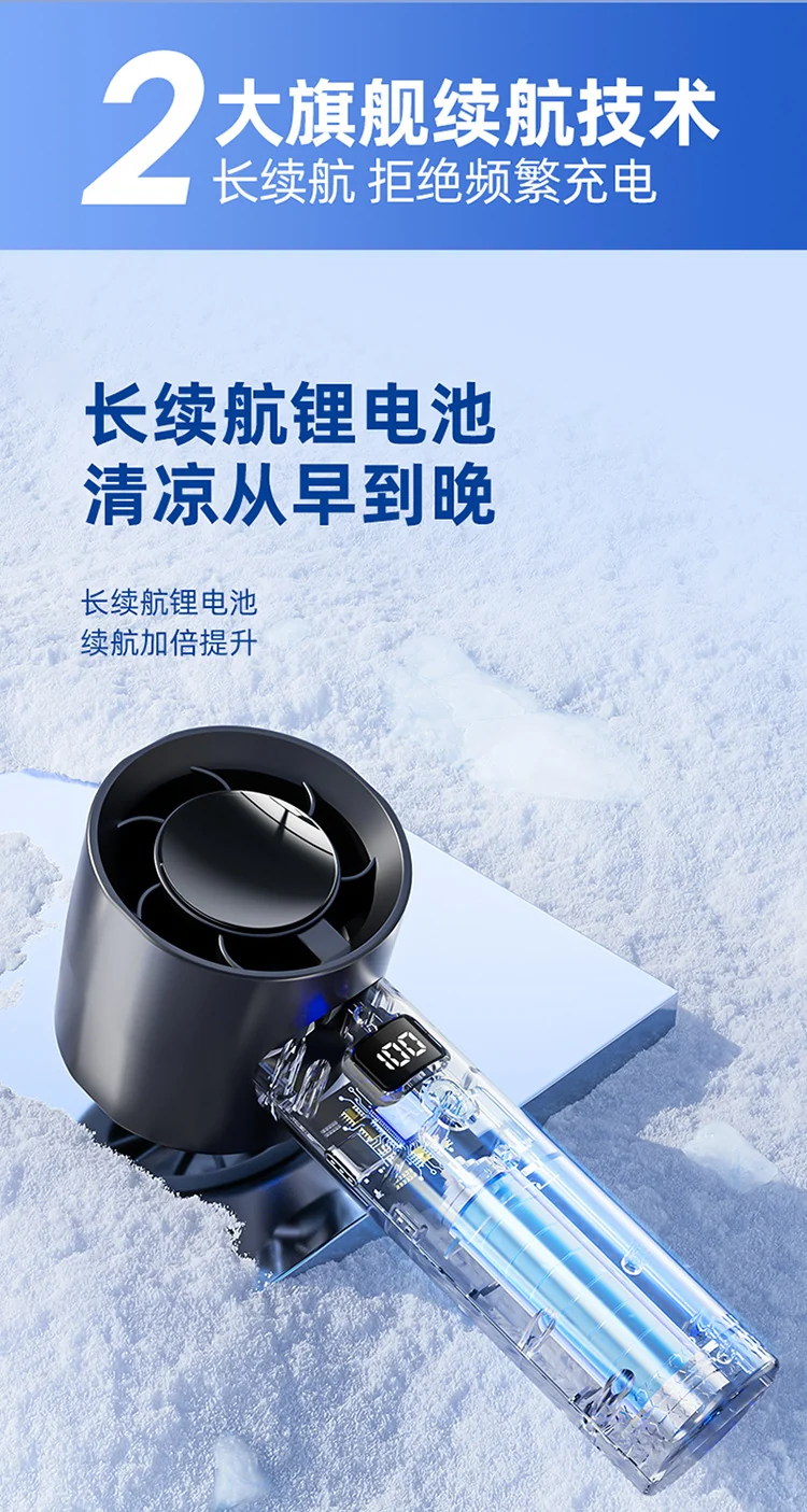 New Cross-Border High-Speed Small Fan Portable Student Desktop Fan Outdoor USB Digital Display Handheld Small Fan