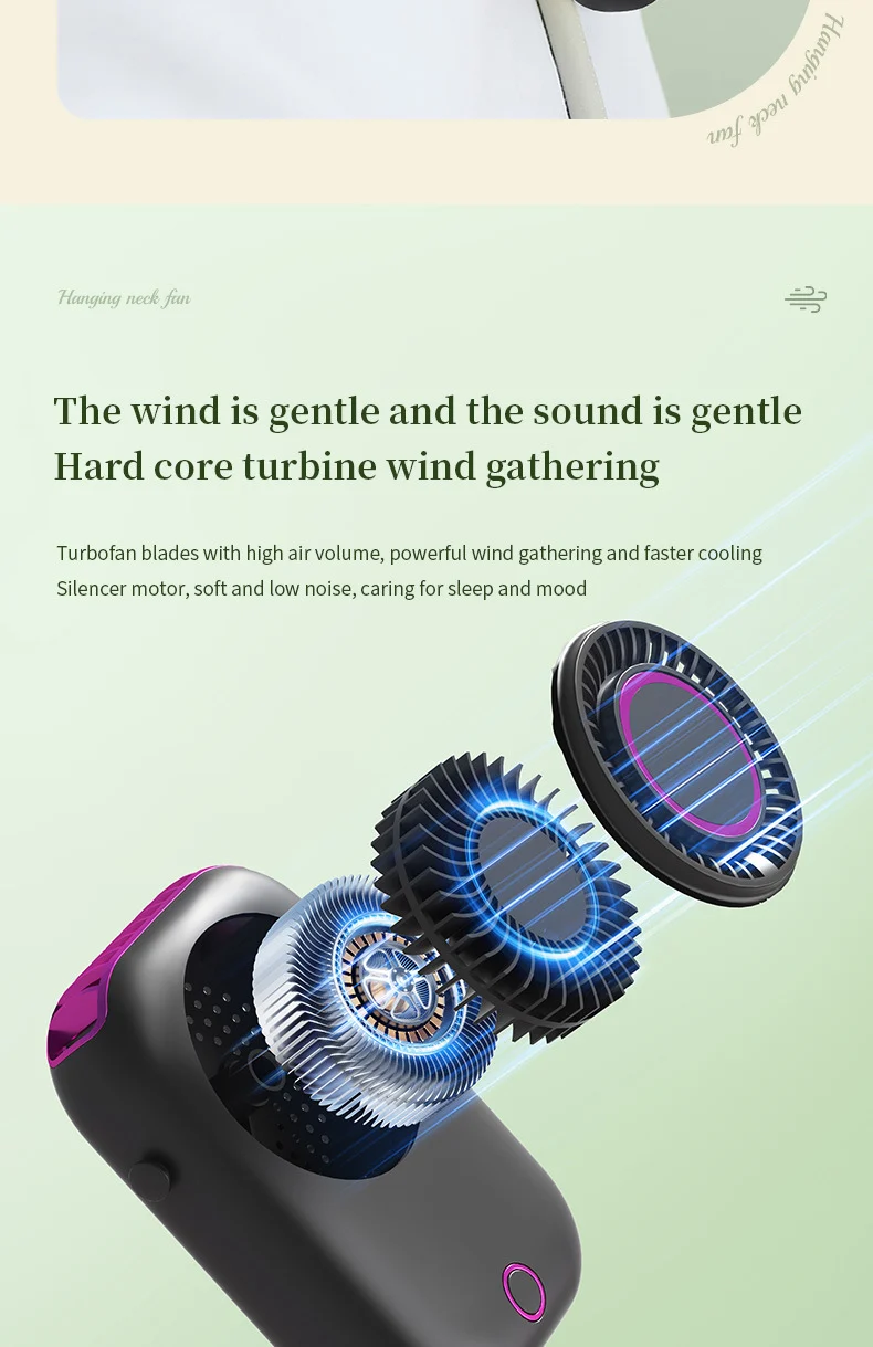 New Handheld Digital Display Small Fan Portable USB Lazy Electric Fan Outdoor Mini Waist Fan Hanging Neck Fan