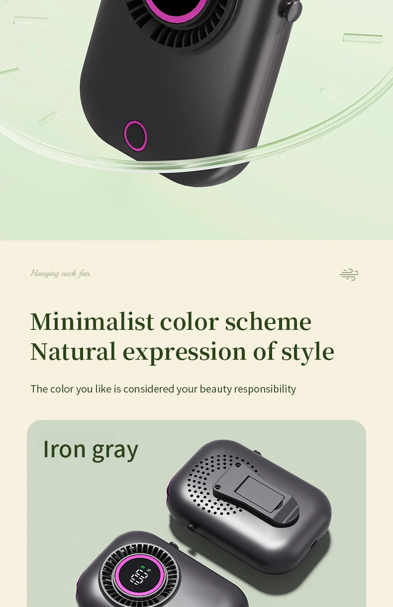 New Handheld Digital Display Small Fan Portable USB Lazy Electric Fan Outdoor Mini Waist Fan Hanging Neck Fan