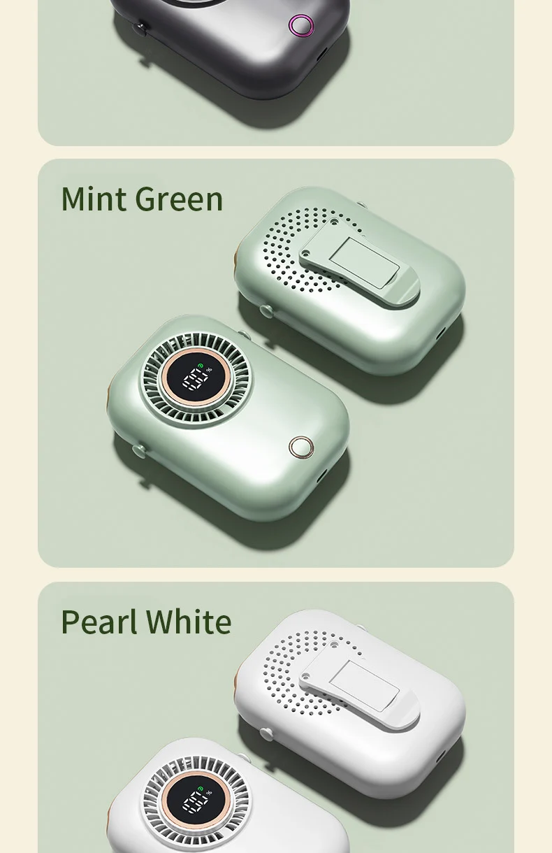 New Handheld Digital Display Small Fan Portable USB Lazy Electric Fan Outdoor Mini Waist Fan Hanging Neck Fan