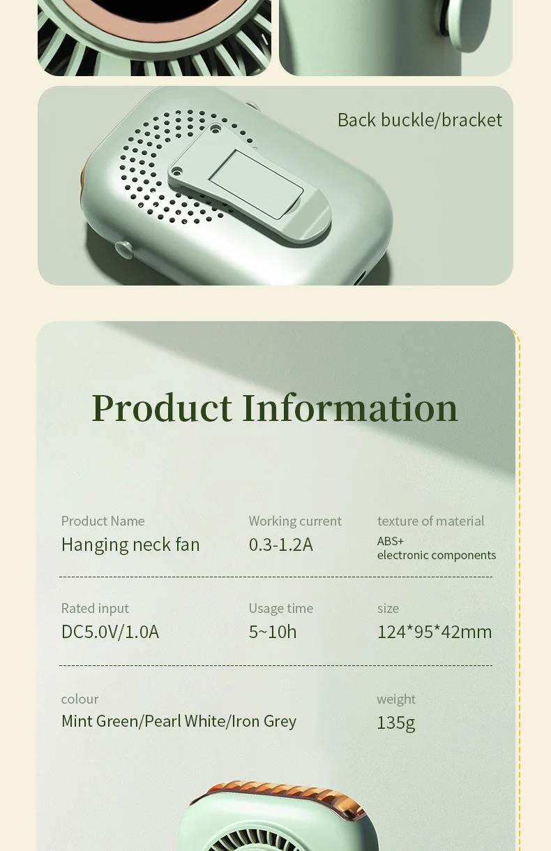 New Handheld Digital Display Small Fan Portable USB Lazy Electric Fan Outdoor Mini Waist Fan Hanging Neck Fan
