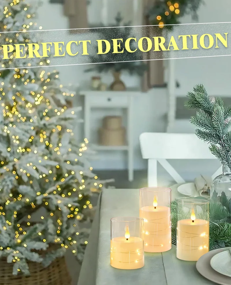 Flameless Candle Battery Powered Candle LED Fairy Light Plexiglass Candle with Remote Control Holiday Candle