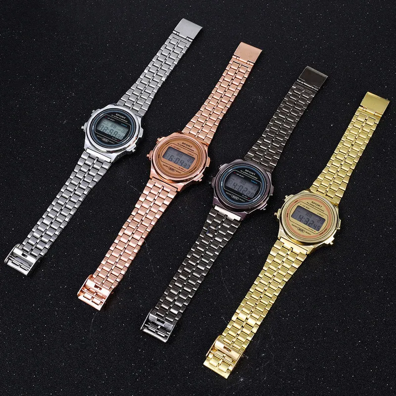 Explosive ultra-thin LED electronic watch WR F92W steel band A159 new round fashion watch multi-function electronic watch