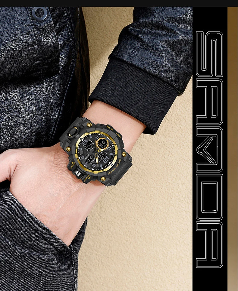 Sanda Hot-Selling Watch Korean Version Student Party Multi-Functional Waterproof Alarm Clock Electronic Watch Cool Dual Display Luminous Sports Watch