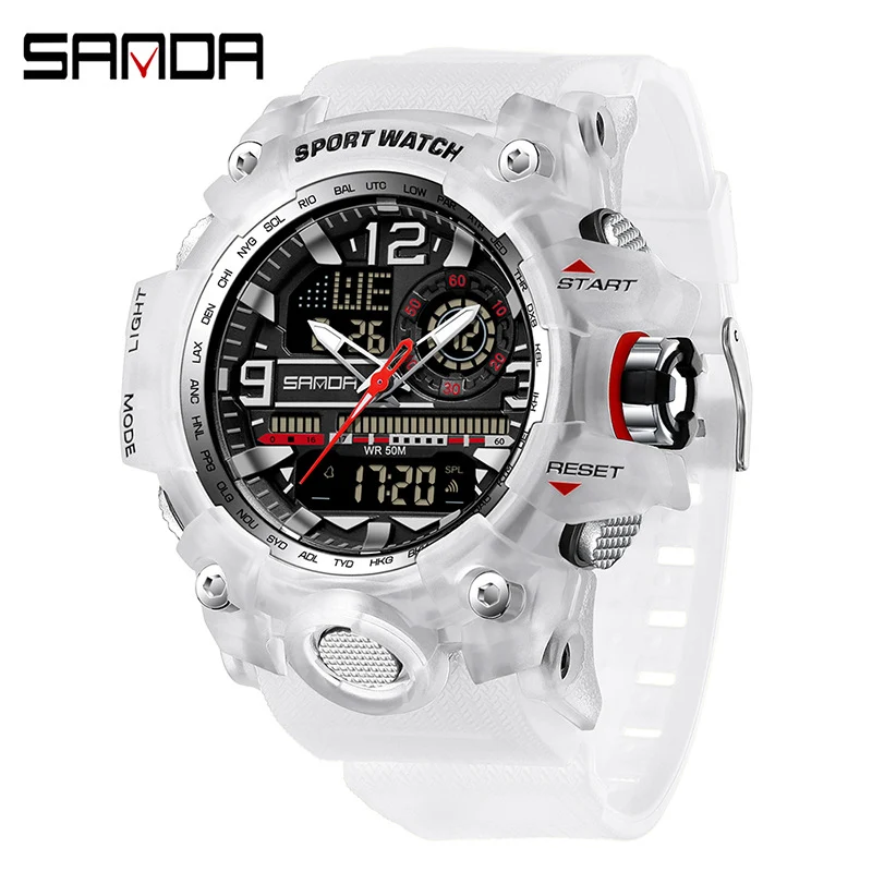 Sanda Hot-Selling Watch Korean Version Student Party Multi-Functional Waterproof Alarm Clock Electronic Watch Cool Dual Display Luminous Sports Watch