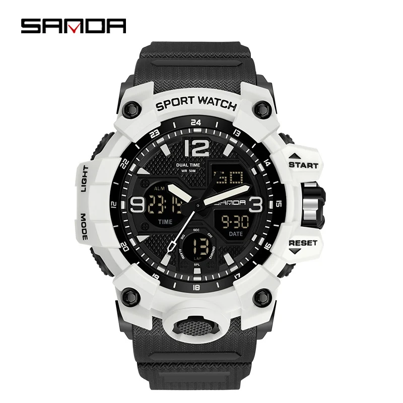Sanda Hot-Selling Watch Korean Version Student Party Multi-Functional Waterproof Alarm Clock Electronic Watch Cool Dual Display Luminous Sports Watch