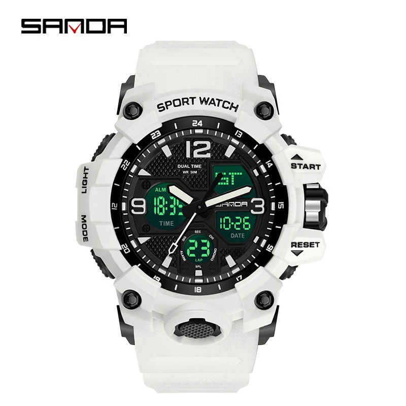 Sanda Hot-Selling Watch Korean Version Student Party Multi-Functional Waterproof Alarm Clock Electronic Watch Cool Dual Display Luminous Sports Watch