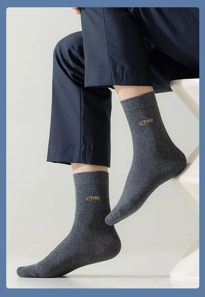 7A Antibacterial Socks Men's Middle Tube Odor-proof 100 Pure Cotton Not Stinky Feet Spring and Autumn Business Sweat-absorbent Black Summer Stockings