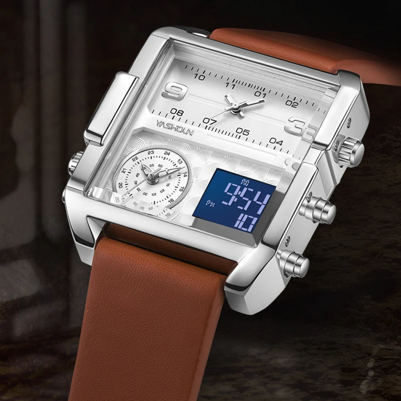 Multifunctional Sports Watch Men's Large Dial Digital Dual Display Electronic Watch Waterproof Belt Men's Watch Cross-border Foreign Trade Watch
