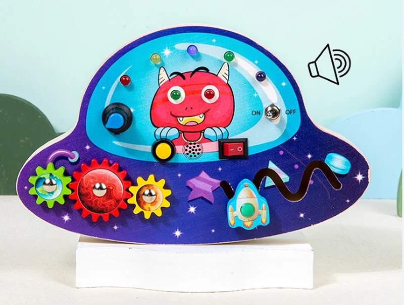 Children's Montessori Early Education Simulation Driving Steering Wheel Digital Switch Light Sound Busy Board Science and Education Aids Educational Toys