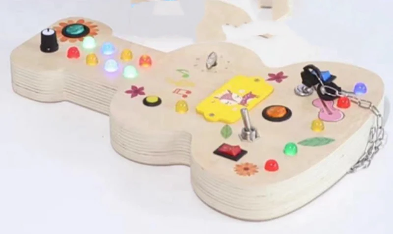 Children's Montessori Early Education Simulation Driving Steering Wheel Digital Switch Light Sound Busy Board Science and Education Aids Educational Toys