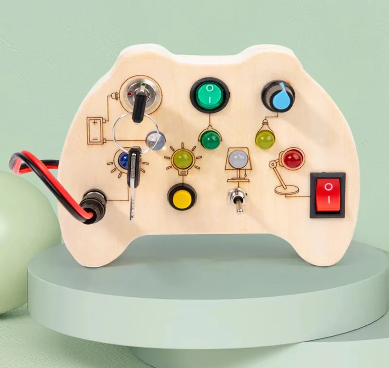 Children's Montessori Early Education Simulation Driving Steering Wheel Digital Switch Light Sound Busy Board Science and Education Aids Educational Toys