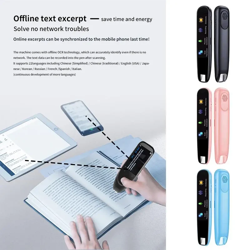 Portable Scanner Mini Handheld Document A4 Book Scanner for JPG PDF Format 300/600/900 DPI Scan Reader Pen Languages Translation