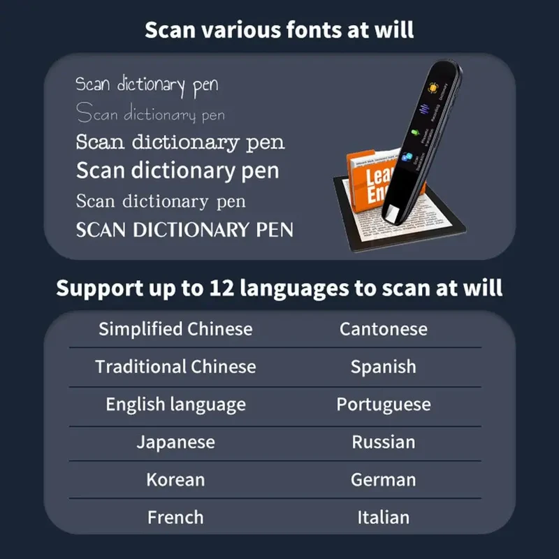 Portable Scanner Mini Handheld Document A4 Book Scanner for JPG PDF Format 300/600/900 DPI Scan Reader Pen Languages Translation