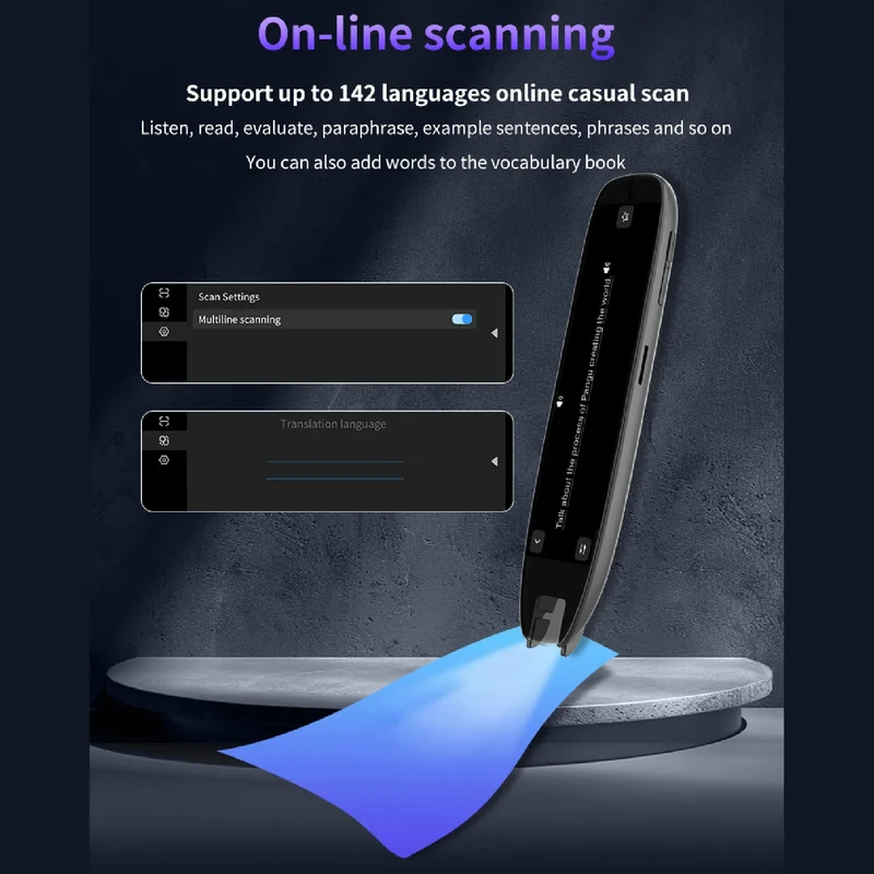 New WiFi Translation Pen 3.7 Inch Touchscreen Voice Translator 142 Languages Online Scanning Reading for Office Travel Study
