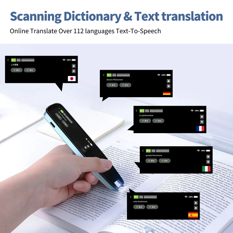 Smart Instant Voice Photo Scanning Translator 2.98 Inch Touch Screen Wifi Support Offline Portable Multi-language Translation