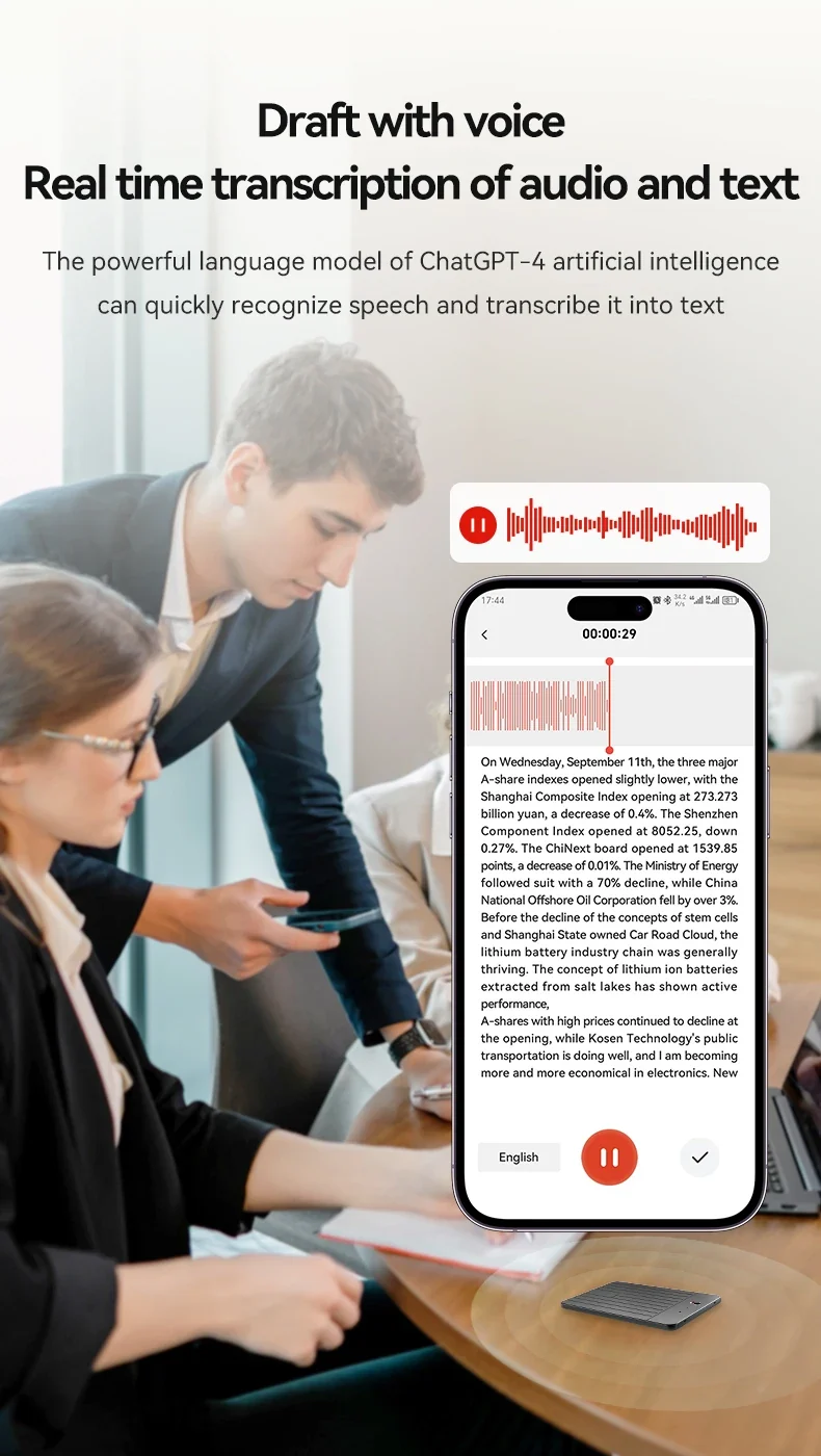 New8-128GB AI ChatGPT-4 Intelligent Voice Recorder Audio App Phone Call Record Transcribe Summarize 58LanguageTranslation Device