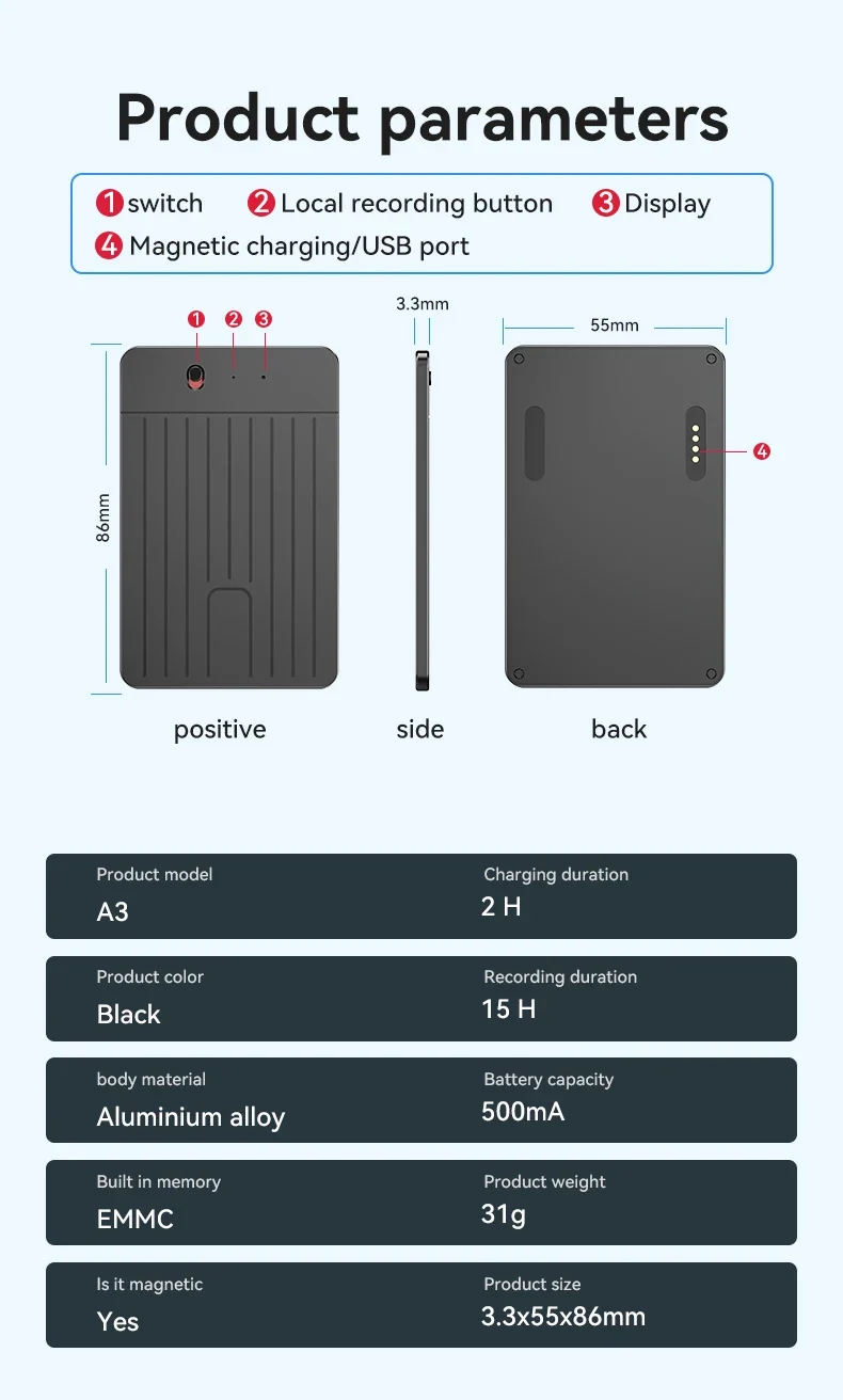 New8-128GB AI ChatGPT-4 Intelligent Voice Recorder Audio App Phone Call Record Transcribe Summarize 58LanguageTranslation Device