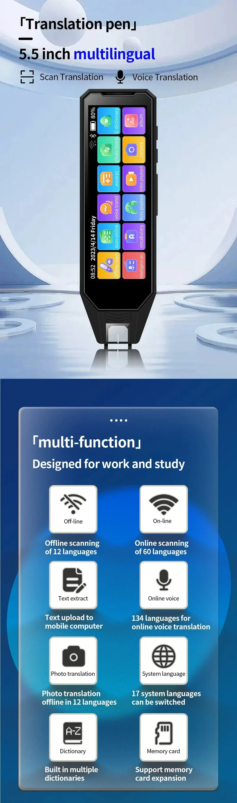 New style MD09 Intelligent Translation pen voice converter offline scanning translation pen Business travel dictionary pen