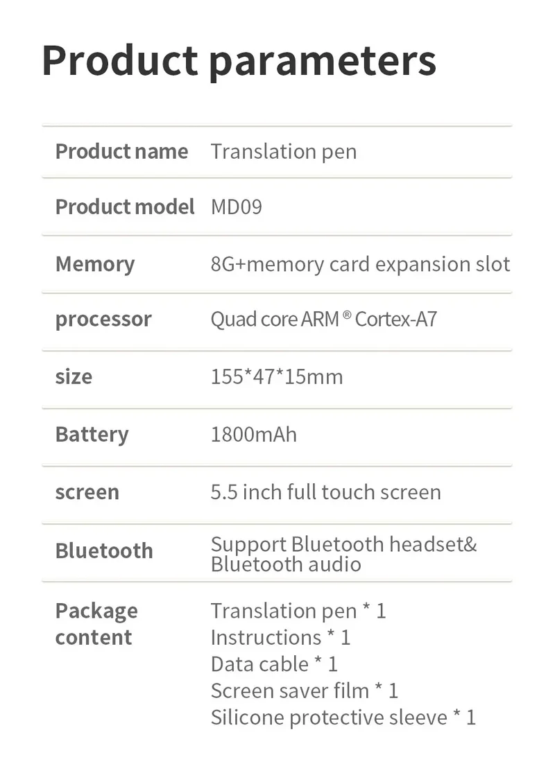 New style MD09 Intelligent Translation pen voice converter offline scanning translation pen Business travel dictionary pen