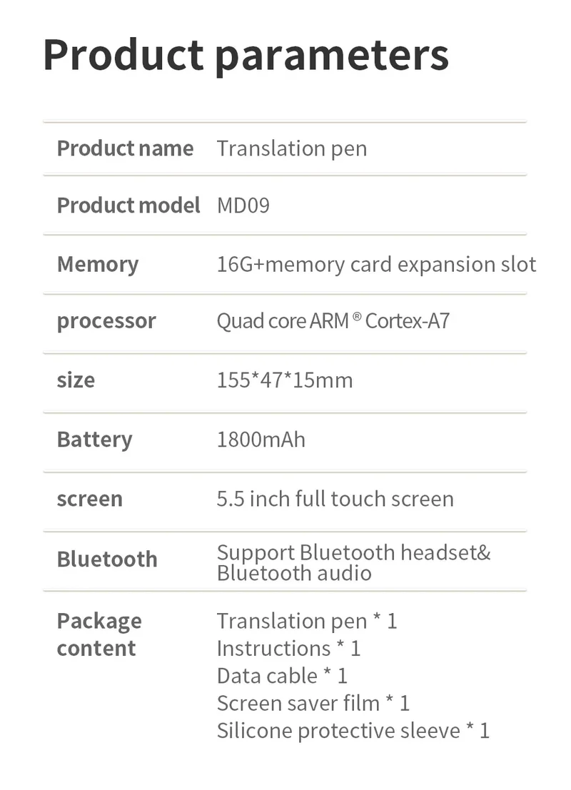 New style MD09 Intelligent Translation pen voice converter offline scanning translation pen Business travel dictionary pen