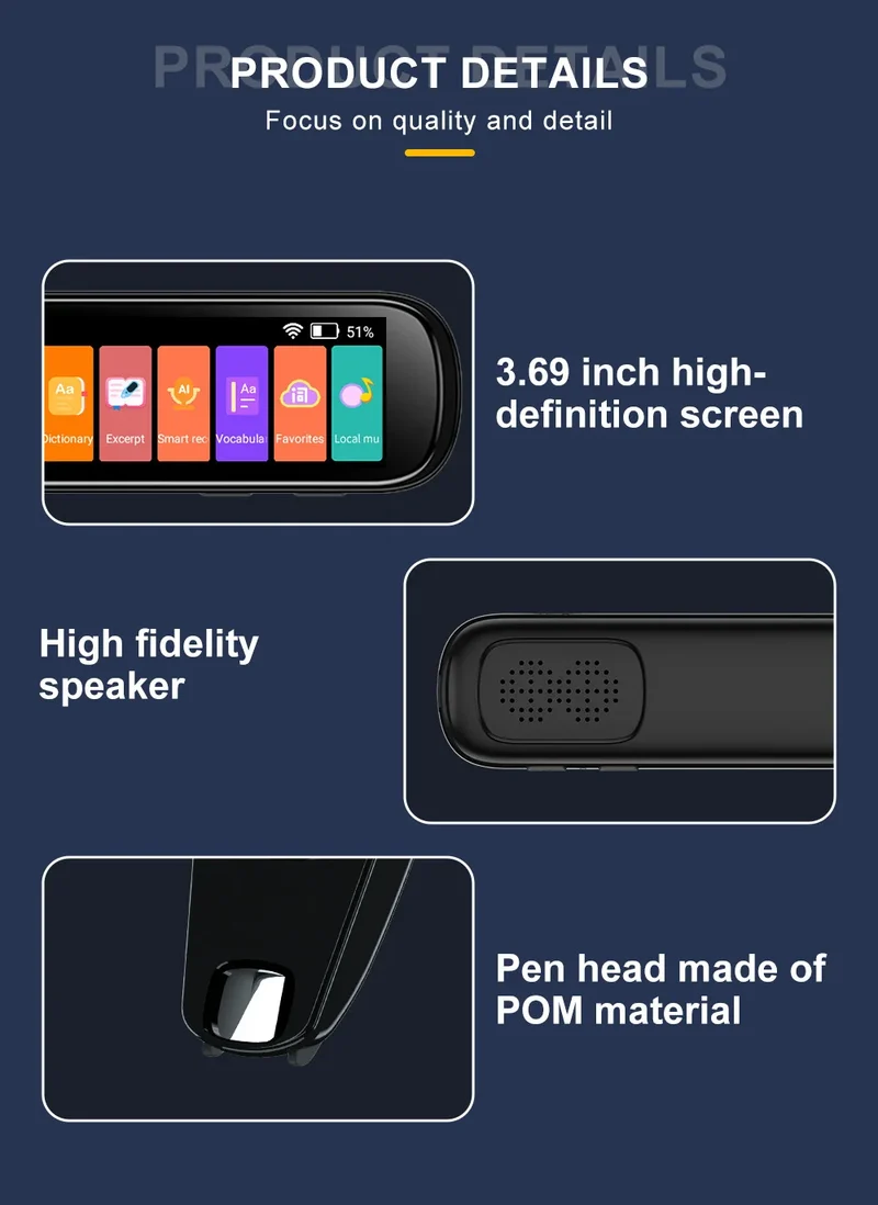 MD21 voice Translation Pen Real Time Intelligent Text Scanning Point Reading Learning Smart Voice Translator Recording Pen