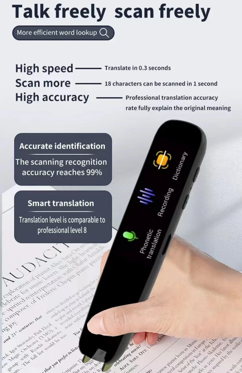 Scanning Translation Pen Portable Translator Spanish Russian Arabic Portuguese Korean French Ukraine Hebrew Offline Translate A6
