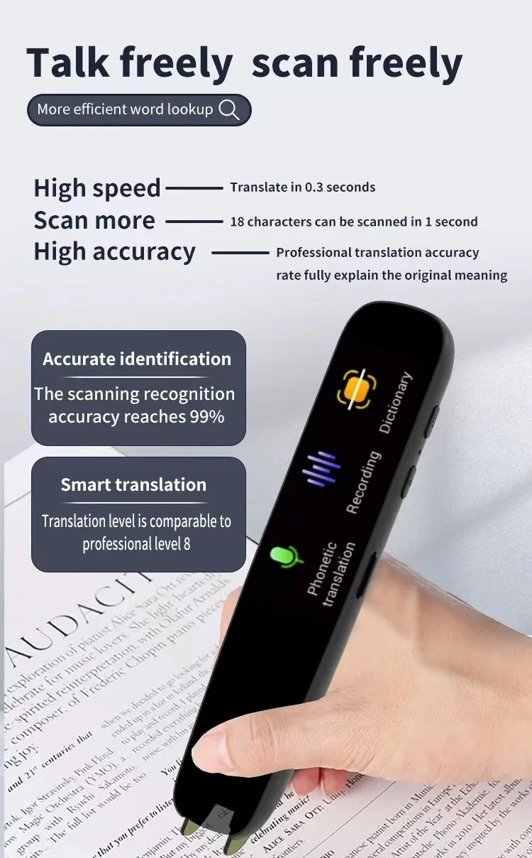 Scanning Translation Pen Portable Translator Spanish Russian Arabic Portuguese Korean French Ukraine Hebrew Offline Translate A6