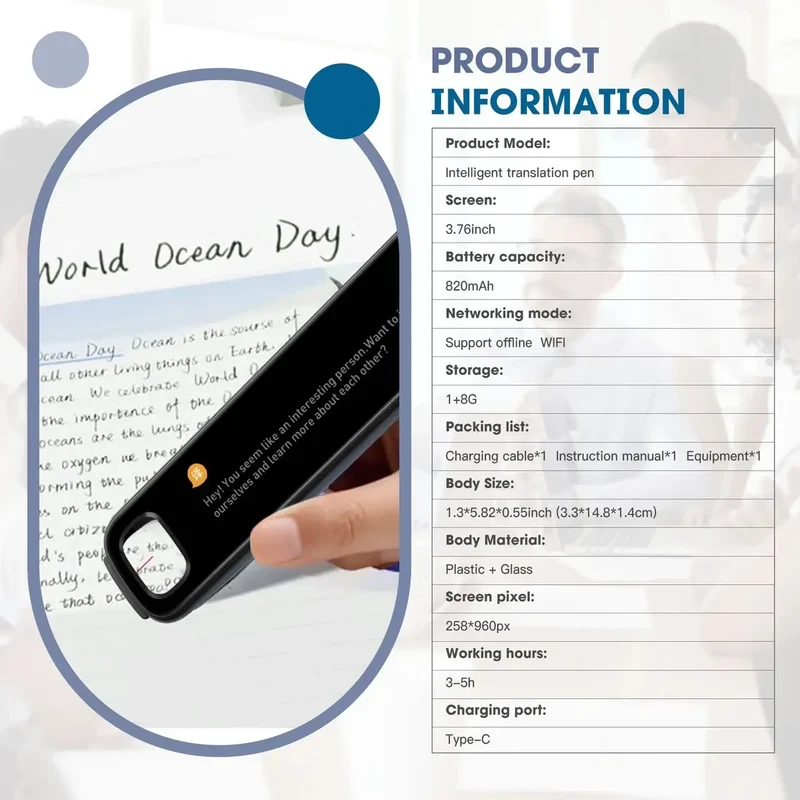 X10 Point Reading Translation Pen 3.76 Inches 142 Language Electronic Voice Scanning Pen Mutual Translation Dictionary Pen