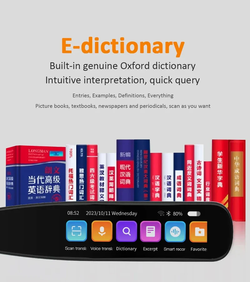 S6 AI Electronic Dictionary Pen S8-PRO 60-Language Online Scanner Dictionary Recorder 134 Online Voice Translation for Learn