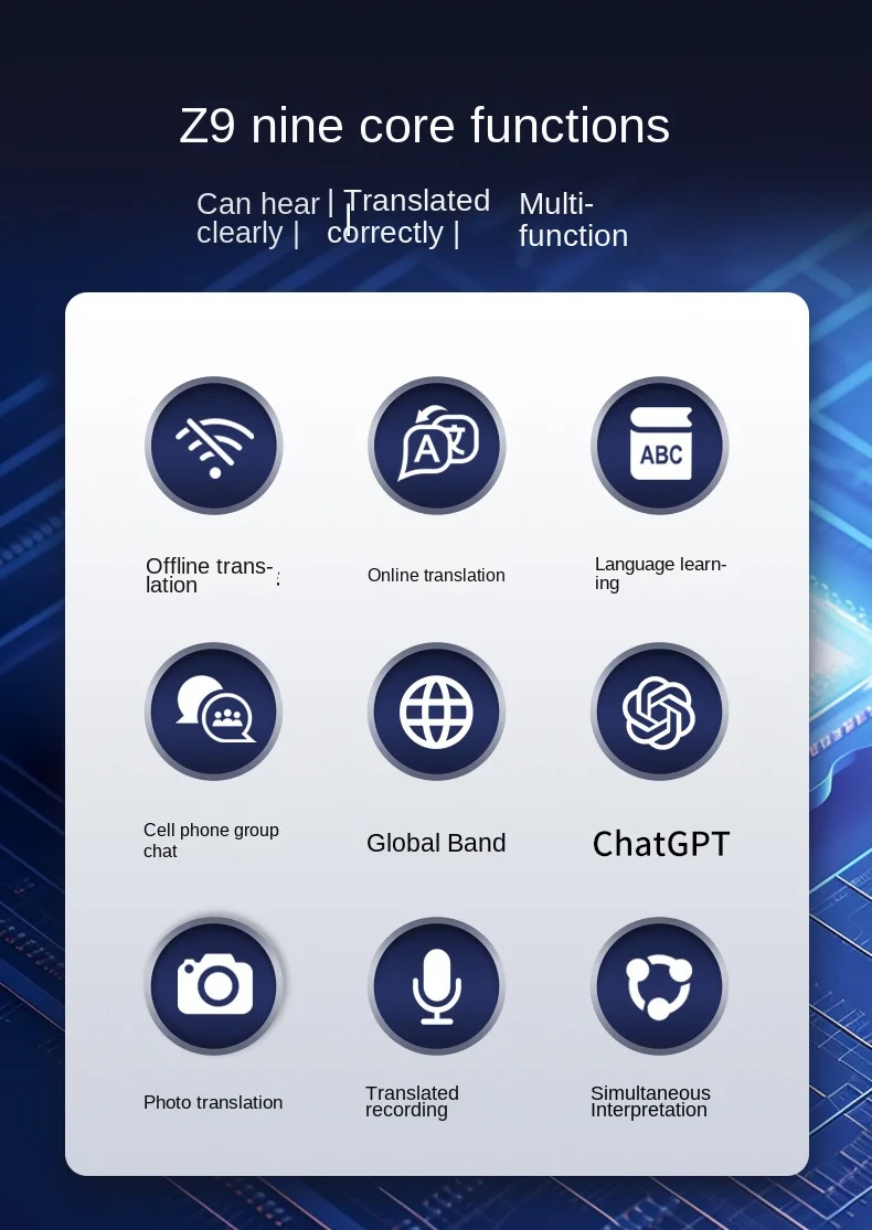 Smart Translator Z9 Global Languages Voice Intelligent Online Translation Machine Speech Translate Device Support 4G SIM Card