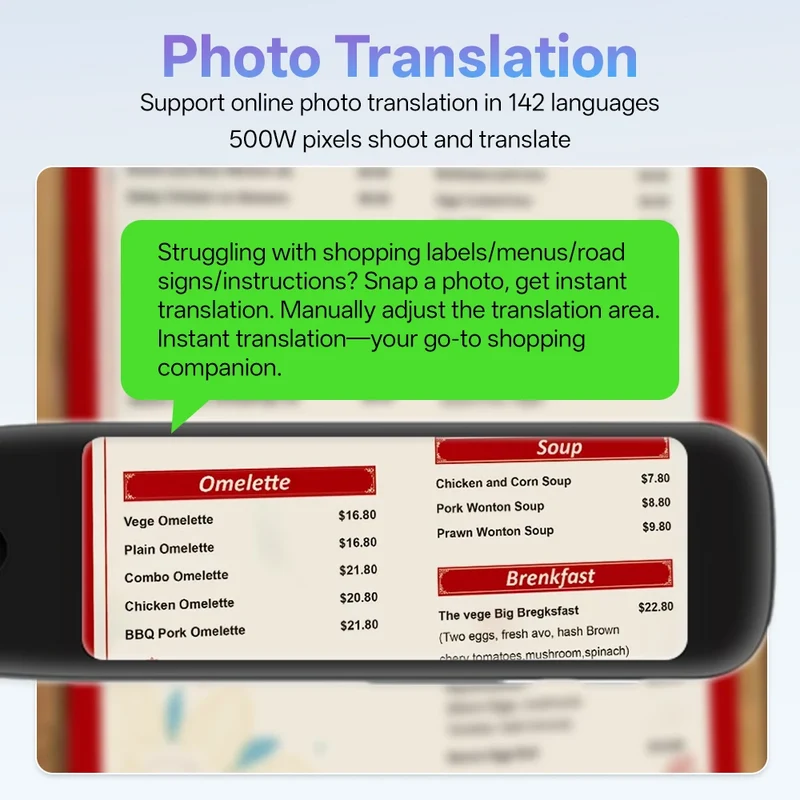 MSAI S10 Smart Scan Translator Pen Offline Extract 21 Languages Photo Translate 134 Voice Translation Dictionary Recorder