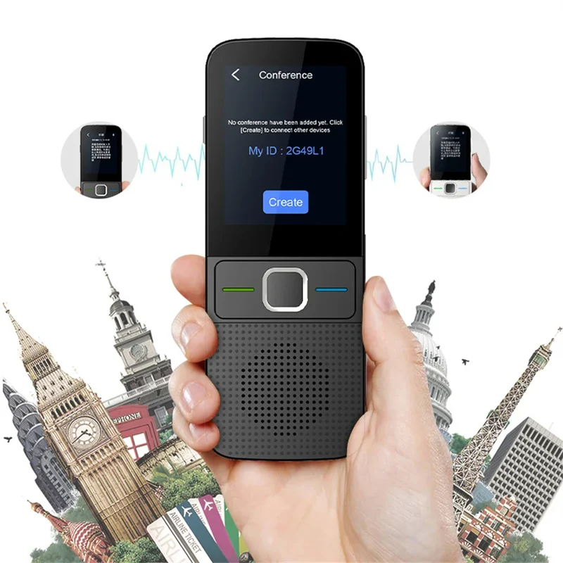 Handheld Language Translator Rechargeable Real Time Interpreter Device Travel Adults Seniors Learning Accessories