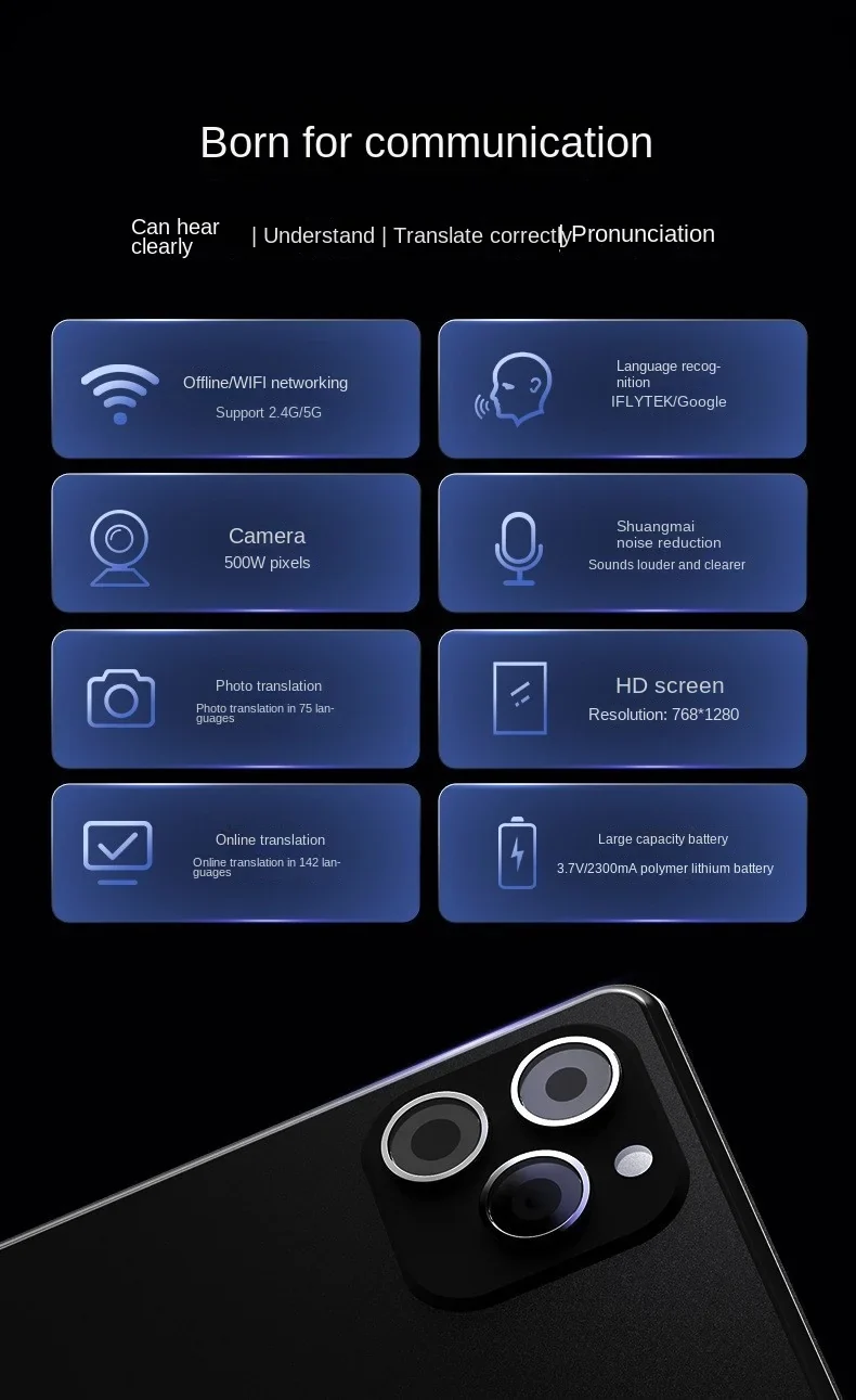 Portable T22 Smart Translator 142 In Real-time Online Languages Translation ChatGPT Voice Photo Intelligent Translate Device