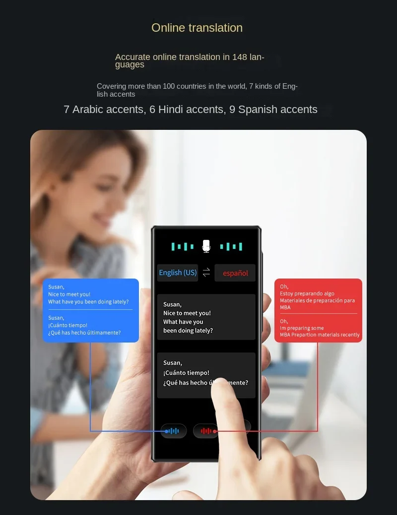 Portable S35 Translator Device Big Screen 148 Languages Voice Tradutor Intelligent Real-time Translating Offline Translation