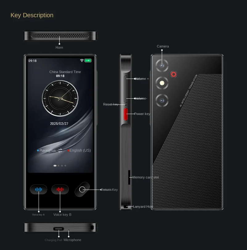 Portable S35 Translator Device Big Screen 148 Languages Voice Tradutor Intelligent Real-time Translating Offline Translation